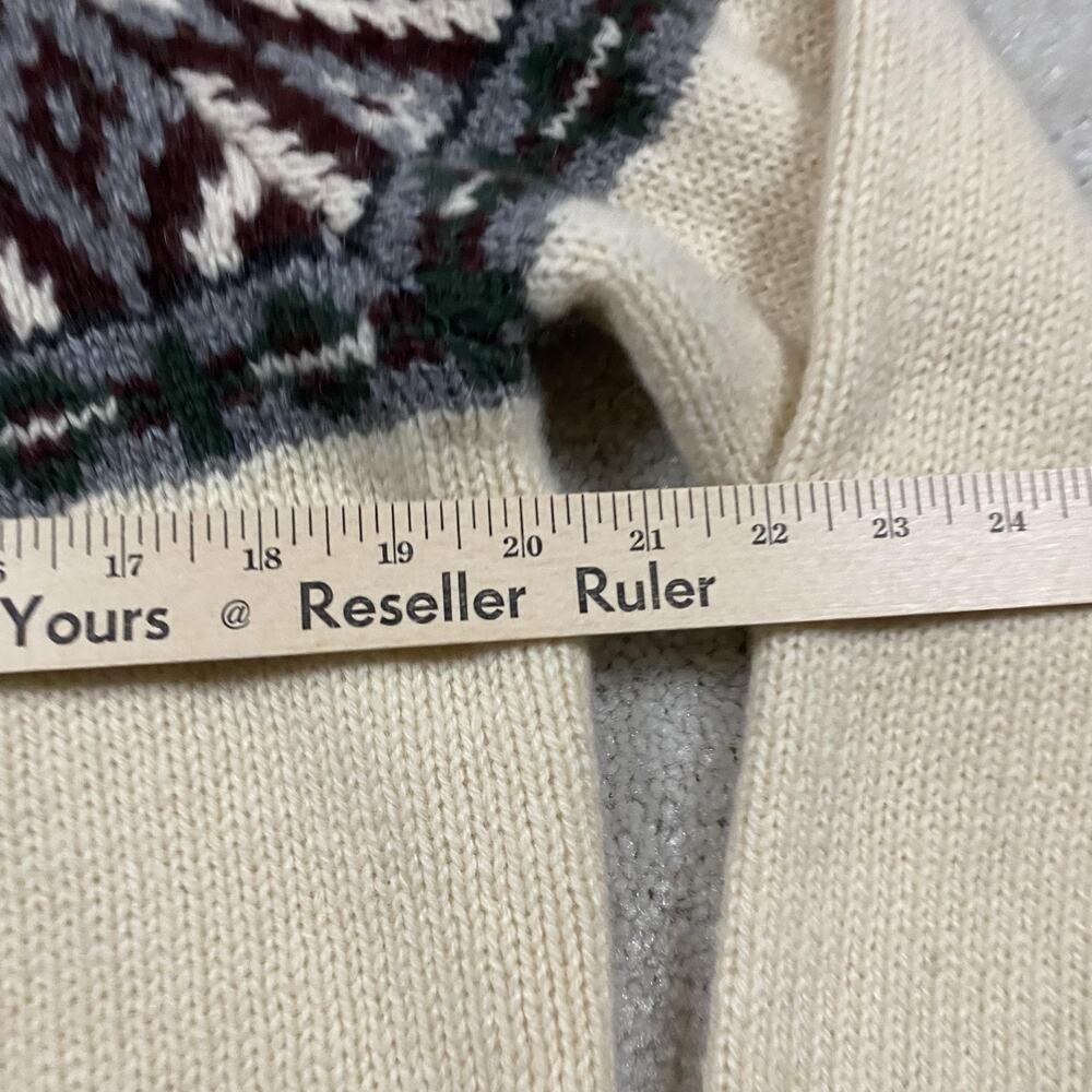 VTG Woolrich Sweater Mens S White Wool Fair Isle Crewneck Knit Pullover Heavy - Picture 5 of 6